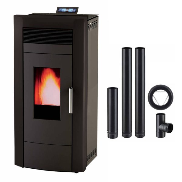 Pack Poêle à granulés Hydro Baracuda Commo + tuyaux d’évacuation Poujoulat 15kW – Bois de chauffe